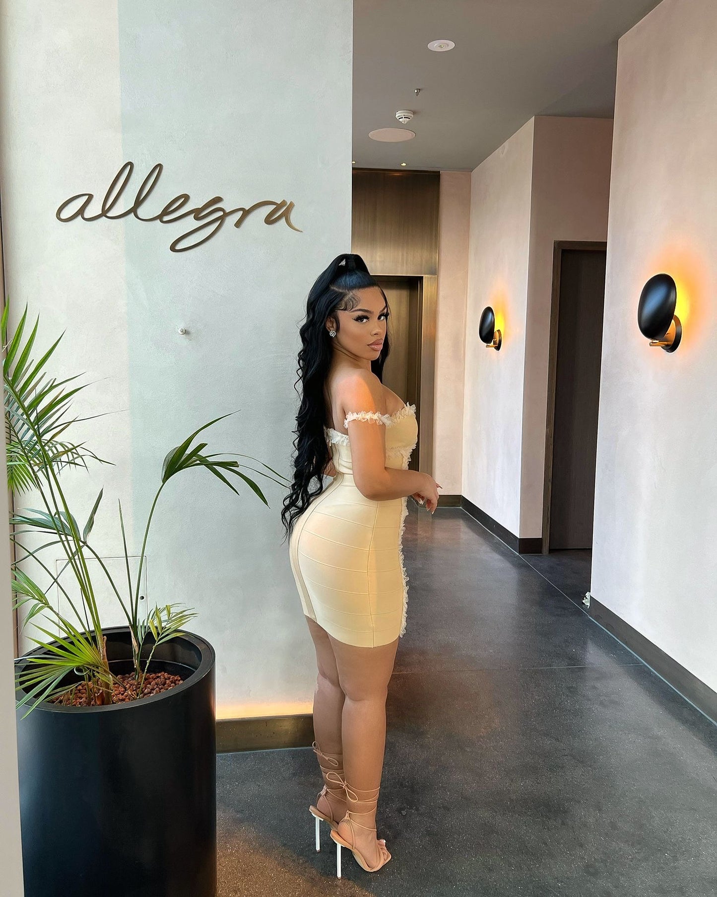MENA NUDE BANDAGE DRESS