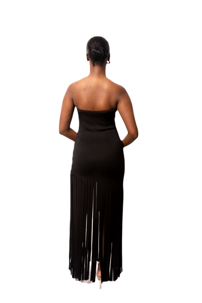 COLENA BLACK FRINGE DRESS