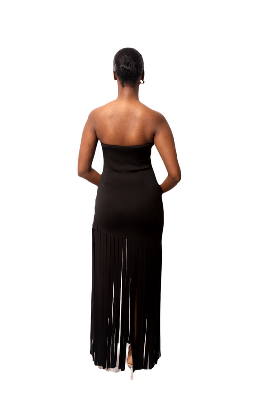 COLENA BLACK FRINGE DRESS